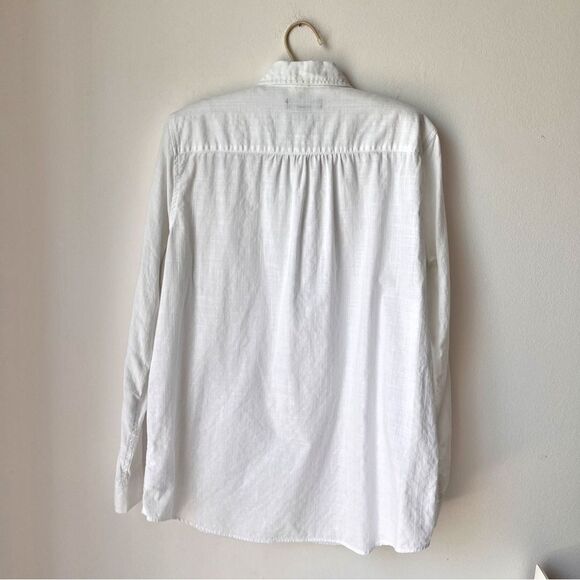 Lands’ End White Cotton Long Sleeve Button Front Shirt Size M 10-12 - Picture 5 of 8